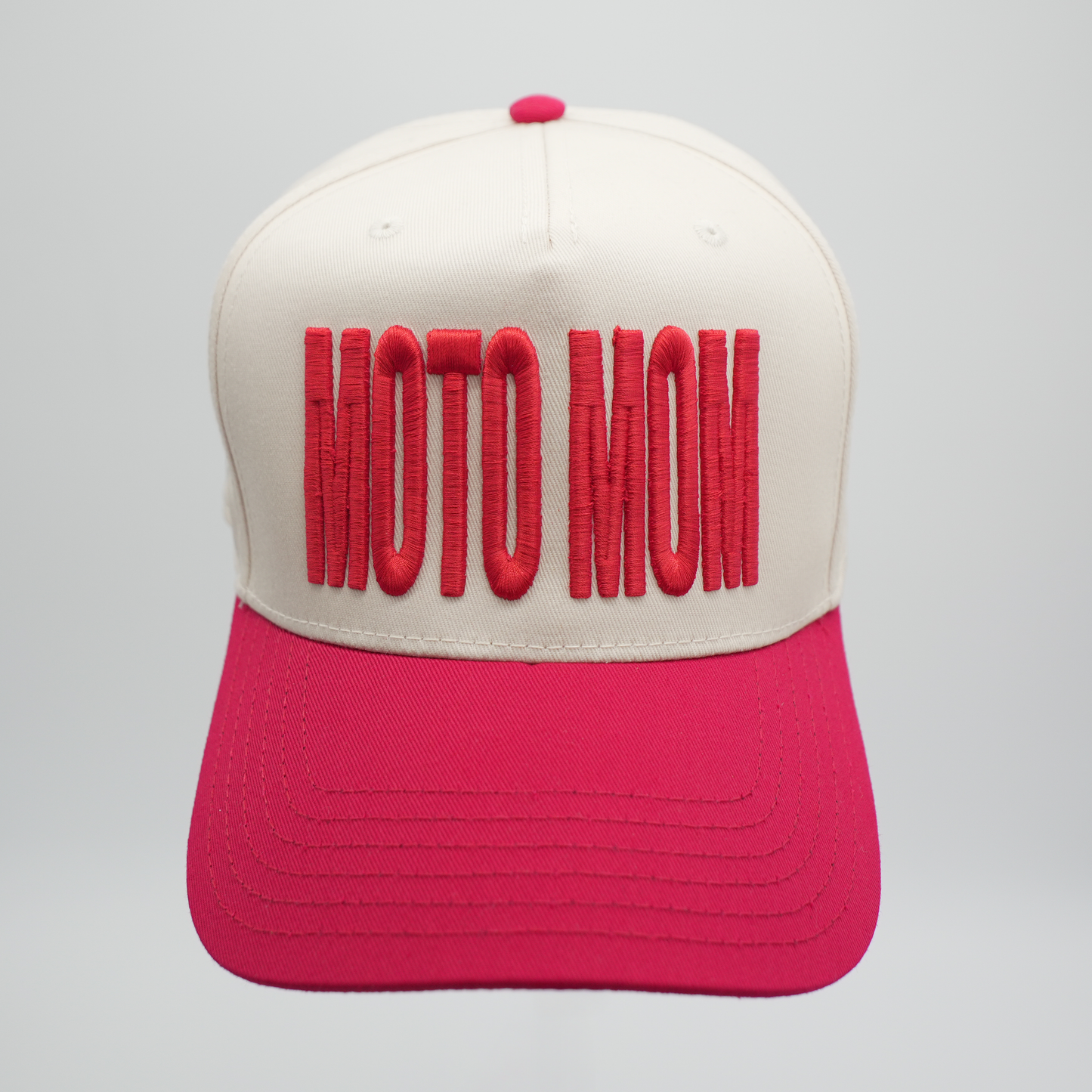 Moto Mom | Red/Cream Cap