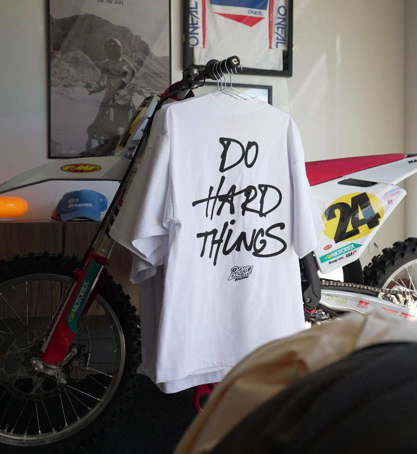 Limited Edition | Do Hard Things | Blizzard White Tee – Dirt Dreams