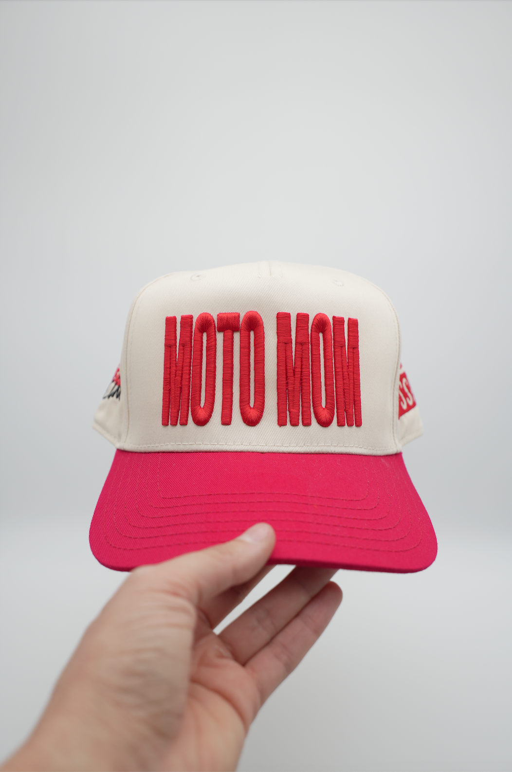 Moto Mom | Red/Cream Cap