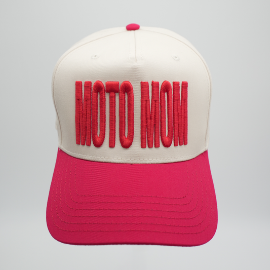 Moto Mom | Red/Cream Cap