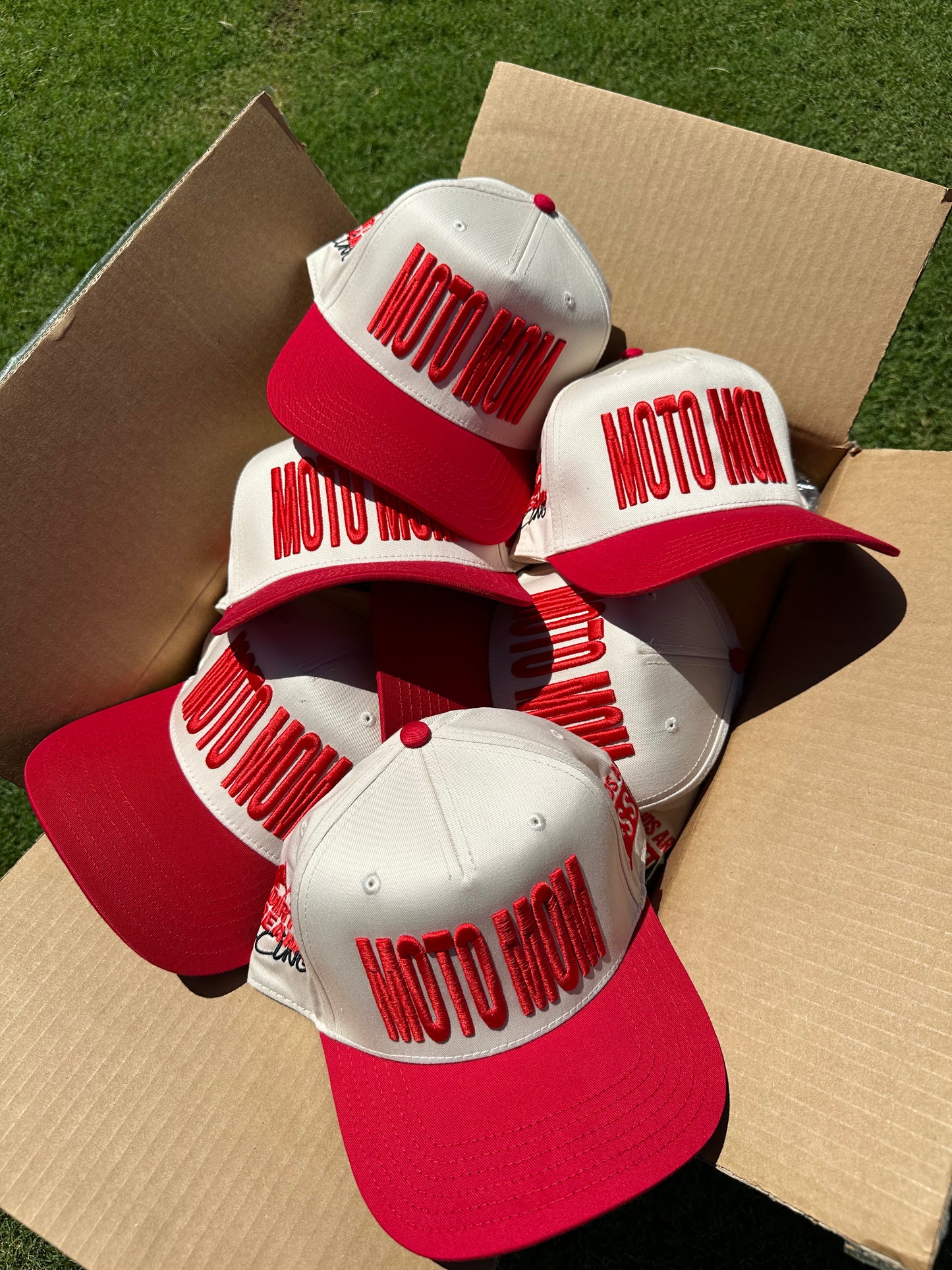 Moto Mom | Red/Cream Cap