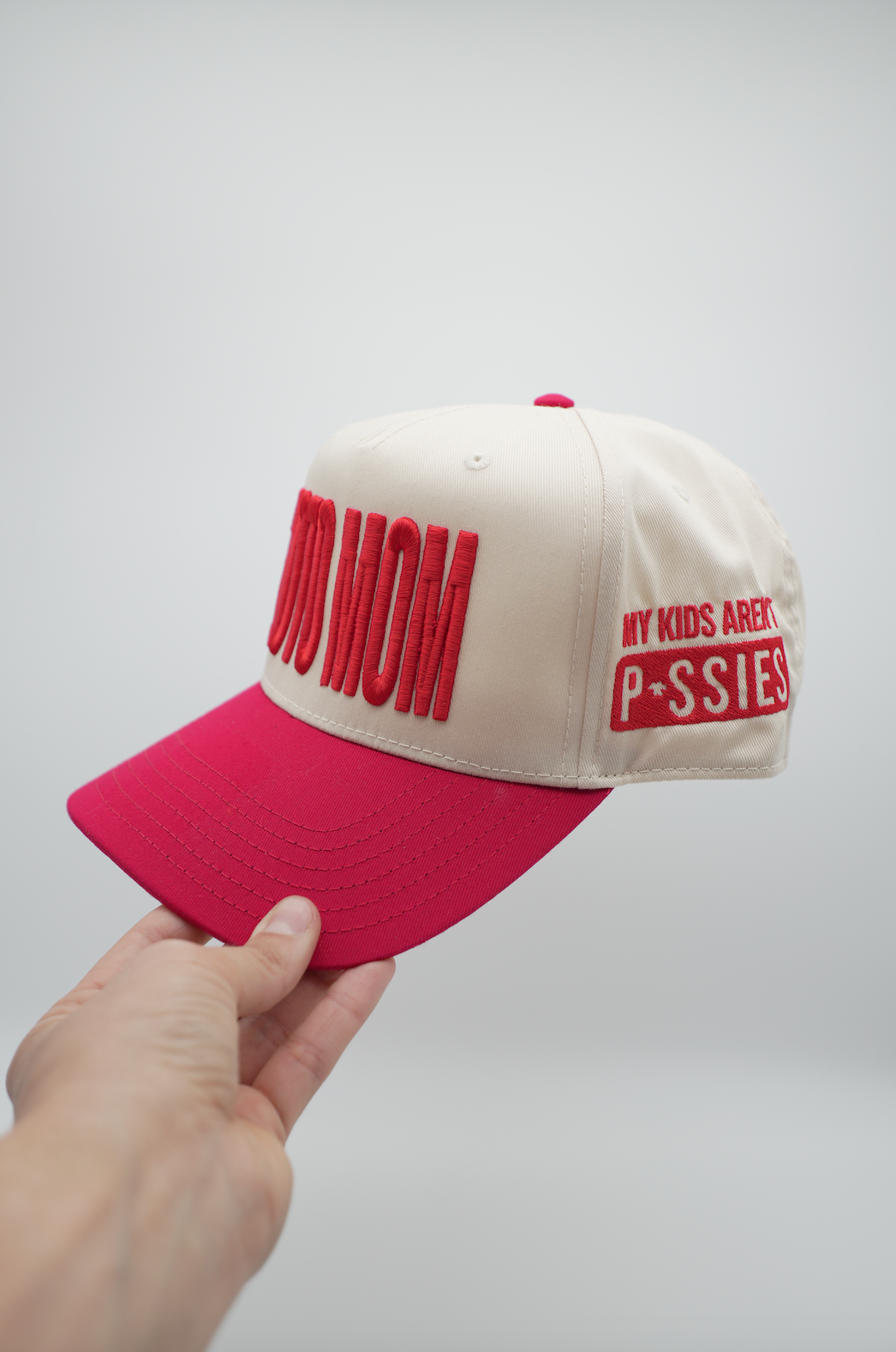 Moto Mom | Red/Cream Cap